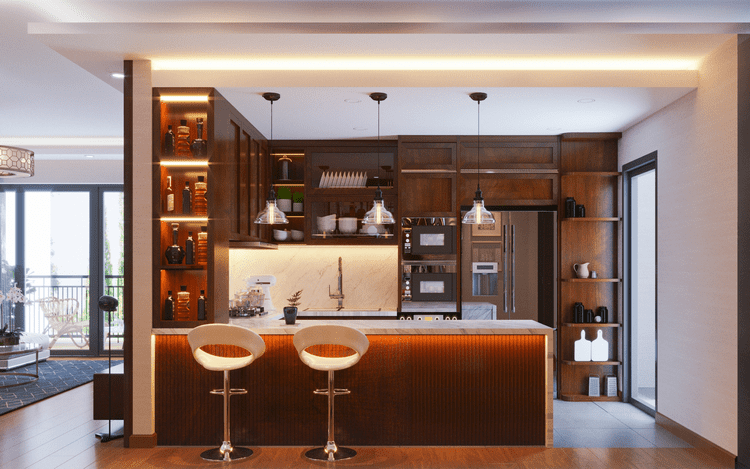 Thiết kế quầy bar chung cư mini