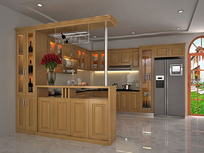 Quầy bar MDF dán melamine hình chữ L