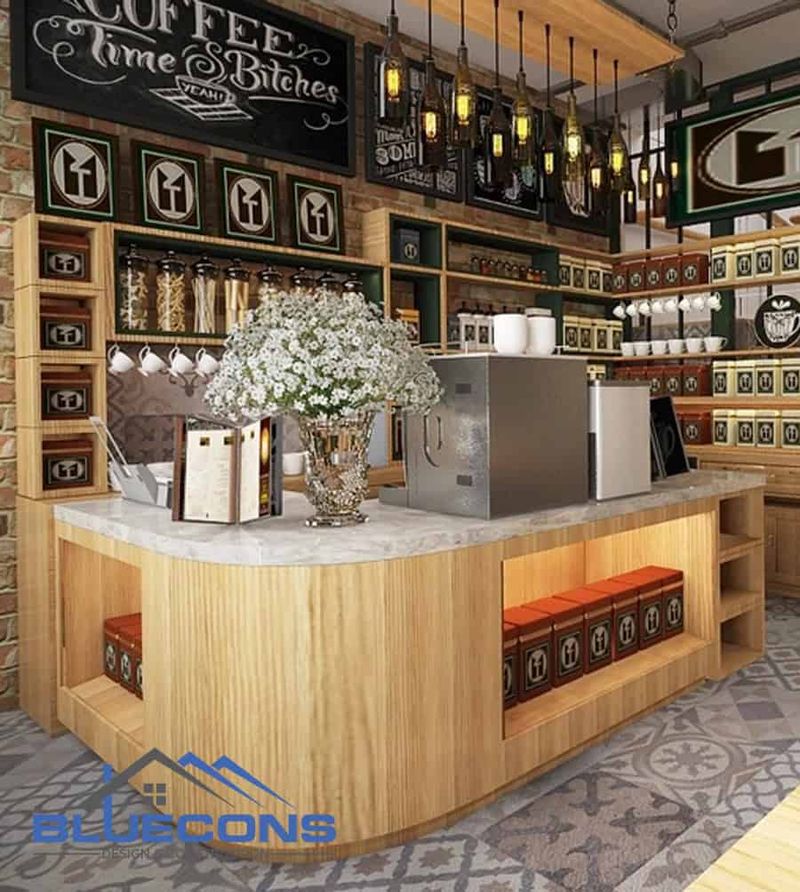 mẫu quầy pha chế chữ L