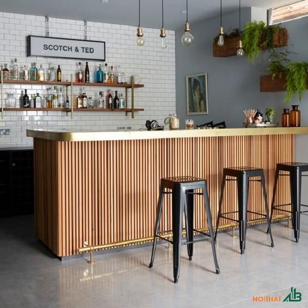 Quầy bar MDF cao cấp phủ laminate màu xanh dương