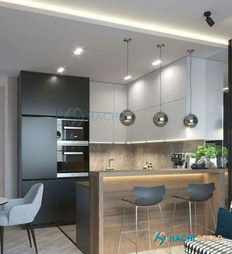 Quầy bar liên thông với bếp và phòng khách