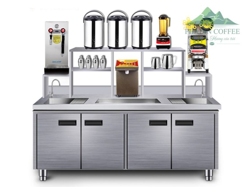 Quầy inox pha chế trà chanh trà sữa