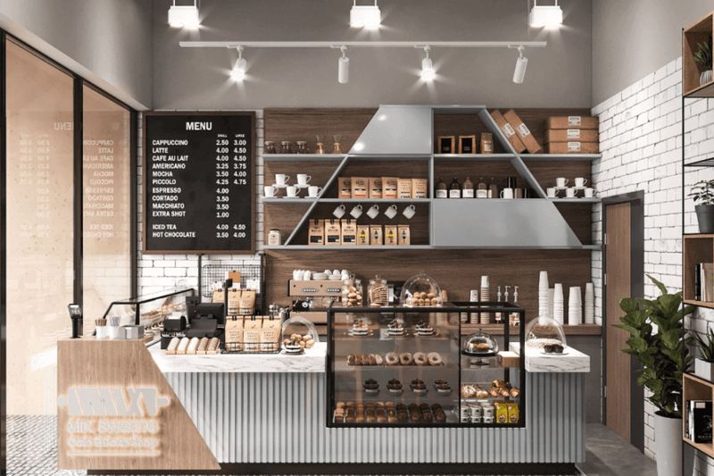 Quầy pha chế cafe hiện đại