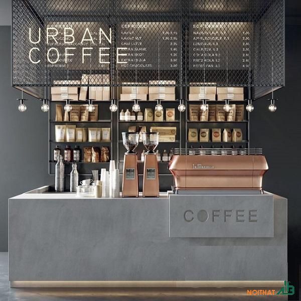 Mẫu quầy pha chế cafe đẹp mắt sáng trong