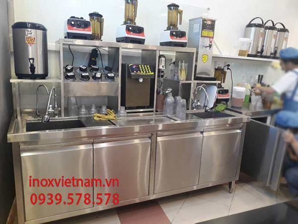 Quầy pha chế trà sữa inox