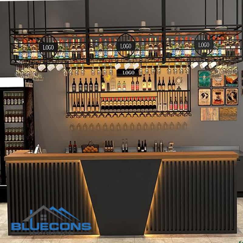 Quầy cafe trang trí bằng đèn LED